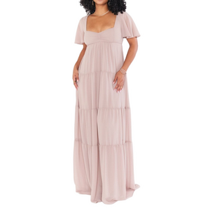 SHOW ME YOUR MUMU Large Nicole Maxi Dress Soft Beige Chiffon Flowy Wedding Guest